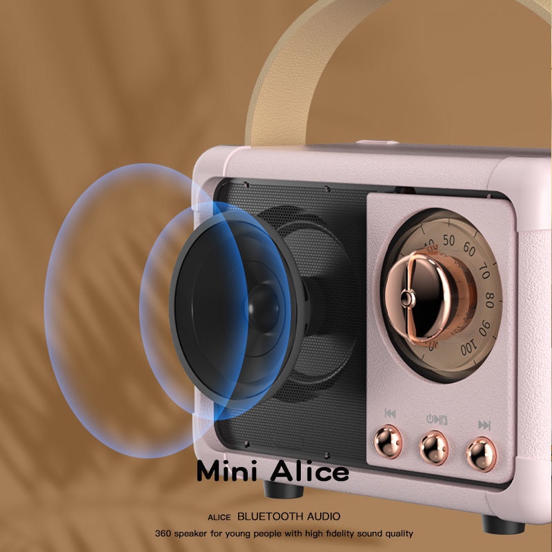 Loa Bluetooth Không Dây Mini Alice Phong Cách Retro Chất Lượng Cao