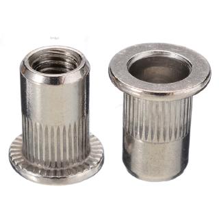 50pcs New M6 Thread Stainless Steel Flat Head Rivet Nut Rivnut Insert Nutsert