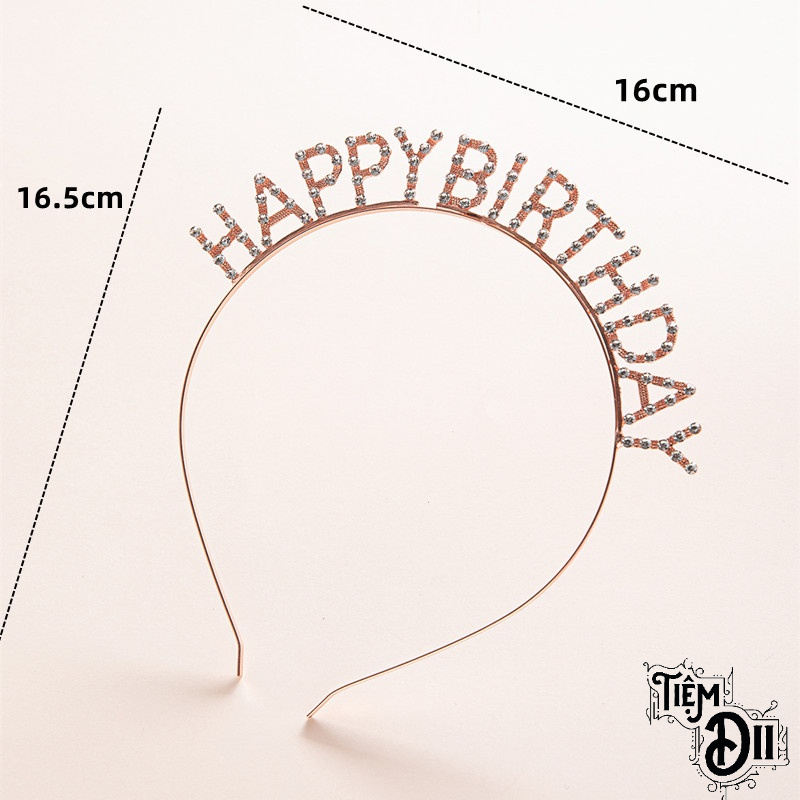 Bờm Tóc Happy Birthday Giáng Sinh Bờm Tóc Sinh Nhật Đính Đá Hợp Kim Xược Tóc Bờm Tóc Phụ Kiện Chụp Hình