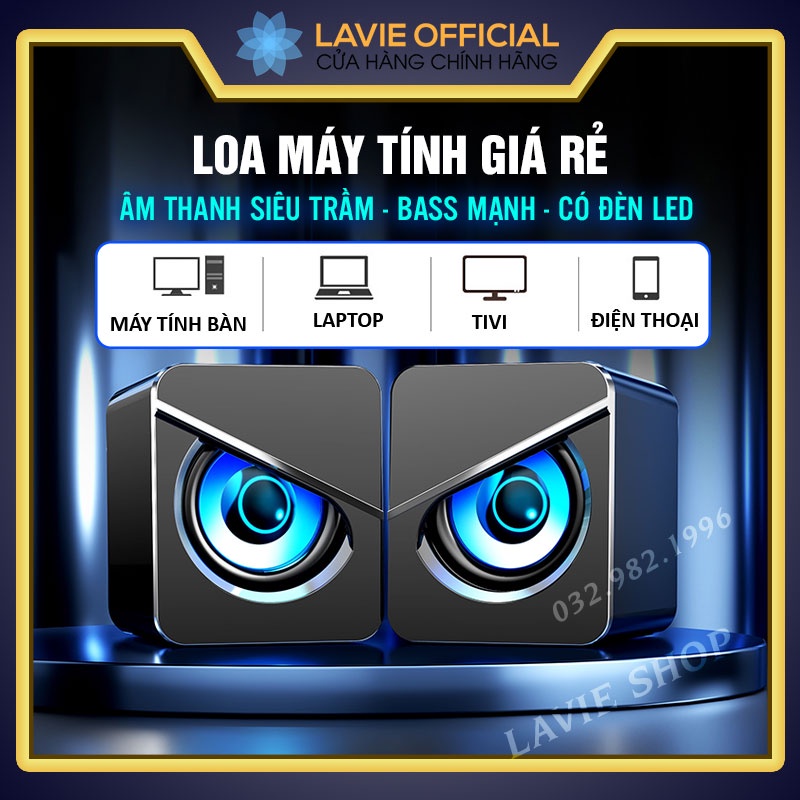 Loa Máy Tính Mini Giá Rẻ, Loa Laptop Để Bàn Có Đèn Led Bass Mạnh Âm Thanh Chất Lượng Cao Lavie