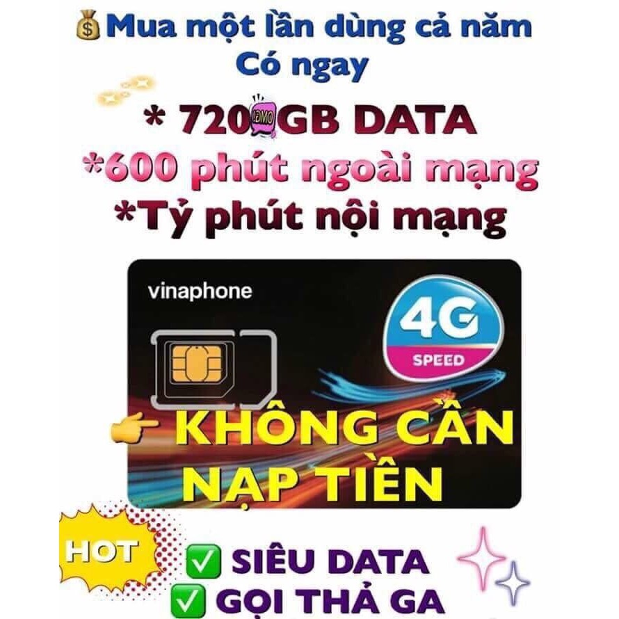 [Miễn phí 12 tháng Data 4G + Gọi] Sim 4g vinaphone tặng 2gb và 4gb/ngày , có video test tốc độ