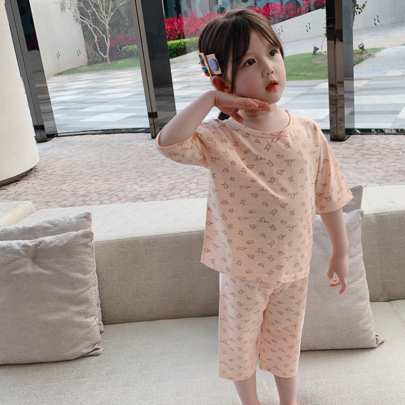 Bộ áo tay lửng và quần thoáng khí phong cách xuân thu Hàn Quốc cho trẻ em