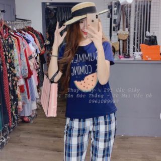 Bộ mặc nhà cotton dưa hấu