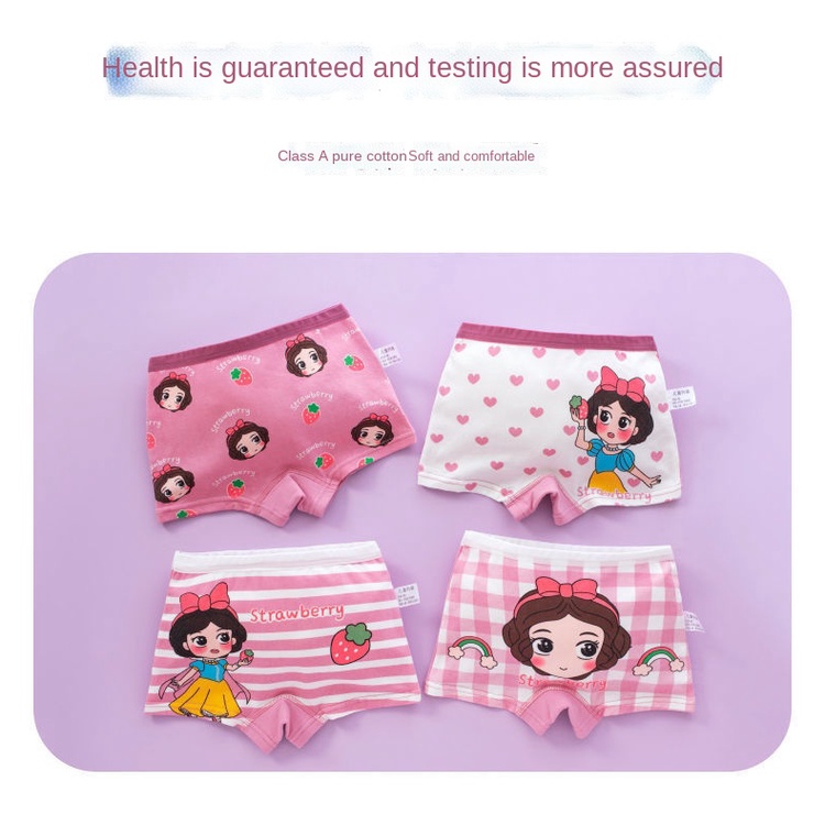 Quần Lót Cotton Màu Trơn Chống Vi Khuẩn Cho Bé Gái