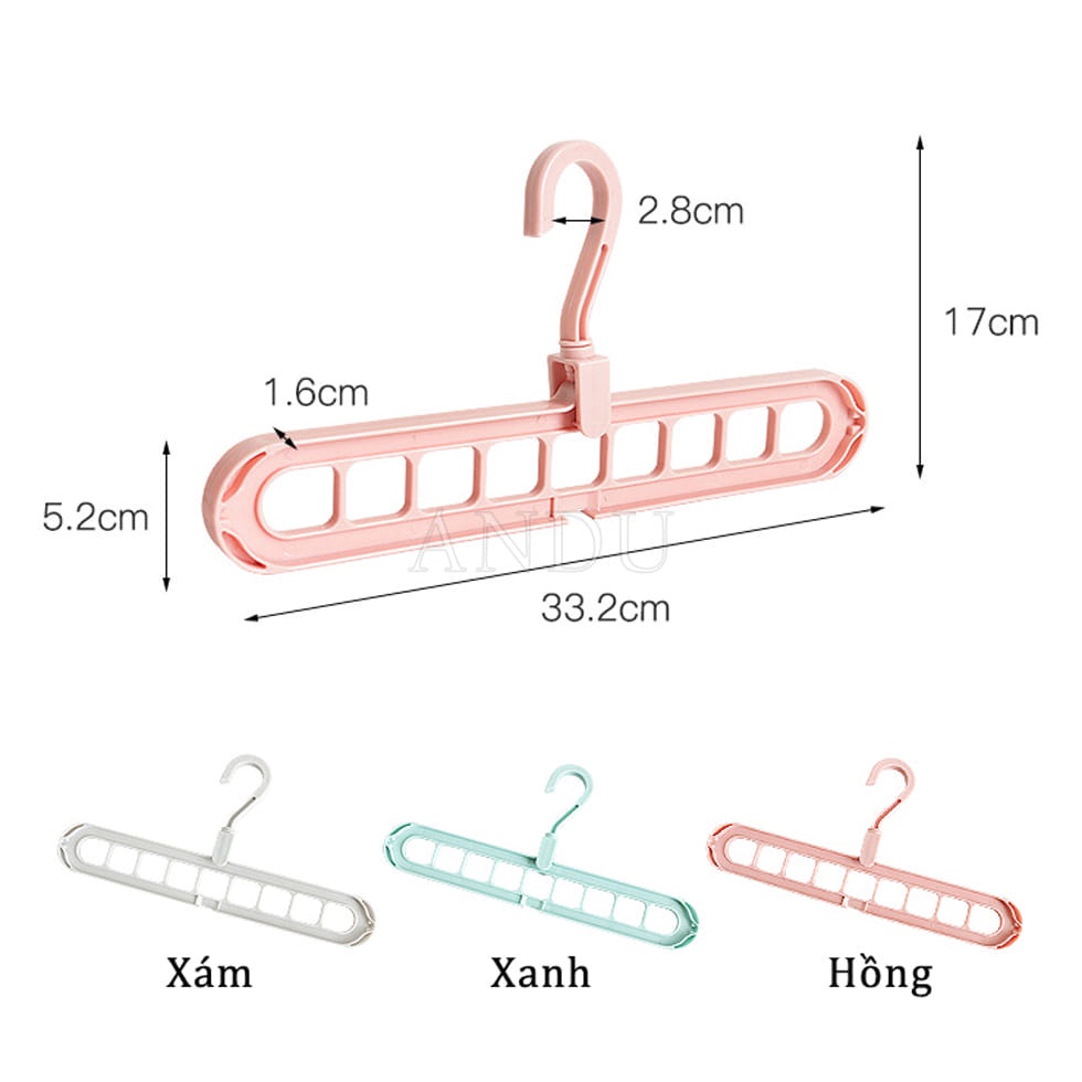 Móc Treo Quần Áo 9 lỗ Thông Minh Tiết Kiệm Không Gian Cho Tủ Dễ Tìm Kiếm, Dễ Lấy