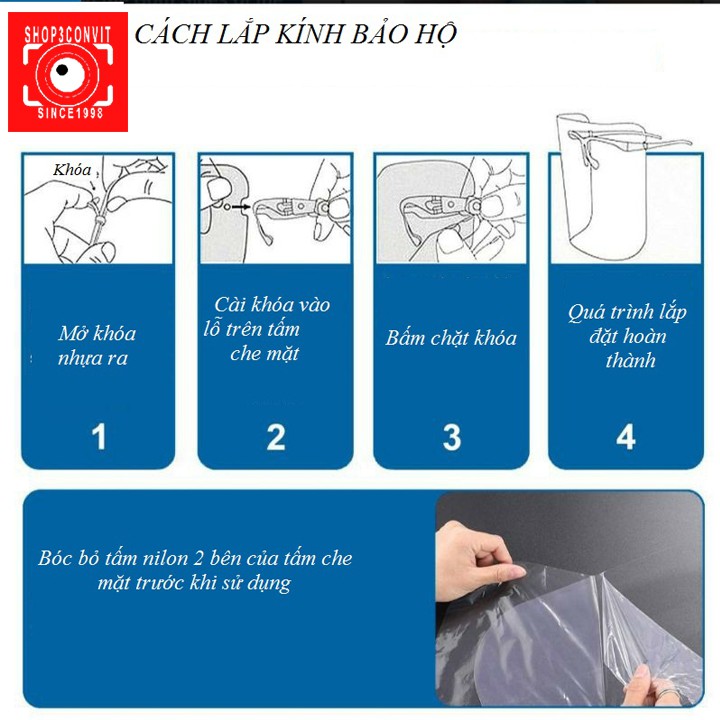 Kính che mặt trong suốt có gọng đeo chống giọt bắn | BigBuy360 - bigbuy360.vn