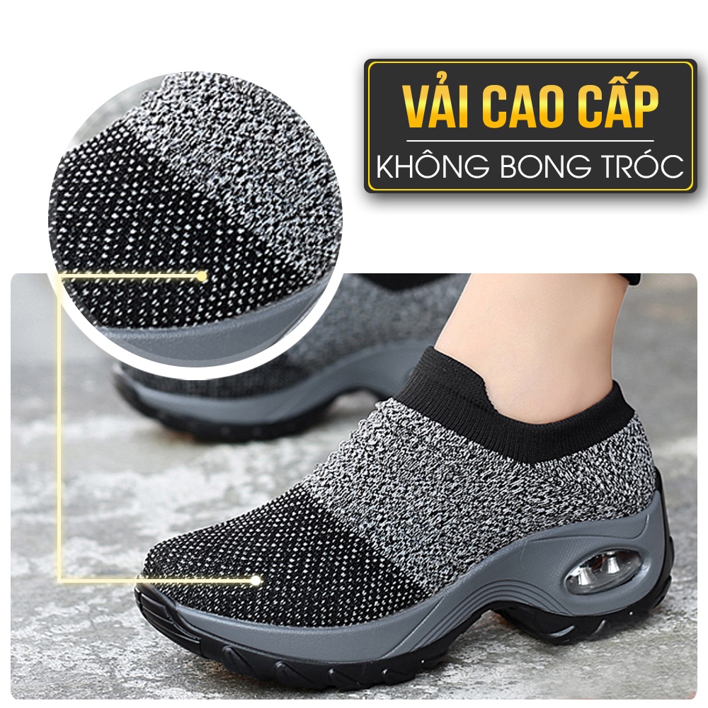 Giày thể thao nữ sneaker độn đế đẹp màu trắng siêu nhẹ chất liệu vải cho trung niên bảo hành 1 năm N01 TIMAN