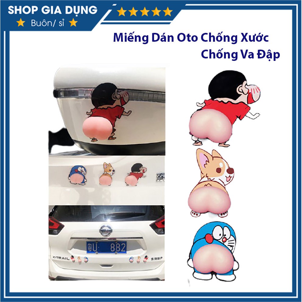 Set 2 Miếng Dán Chống Va Đập Trầy Xước Cửa Xe, Kính Chiếu Hậu Oto, Xe Hơi Hình Hoạt Hình Siêu Kute