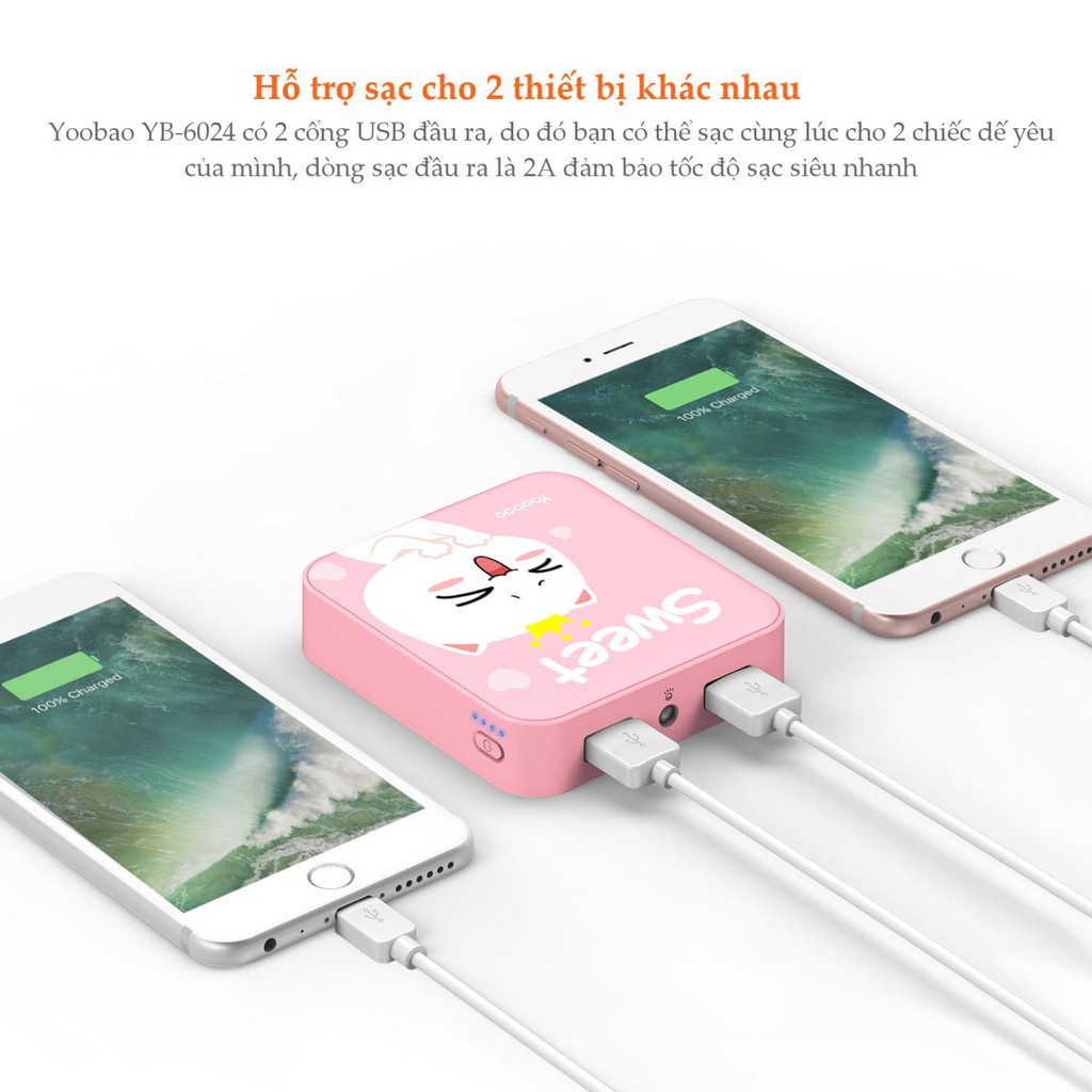 Pin Sạc Dự Phòng 10.000 mAh  - Có 2 Đầu Sạc Micro + Lightning, 2 Cổng USB
