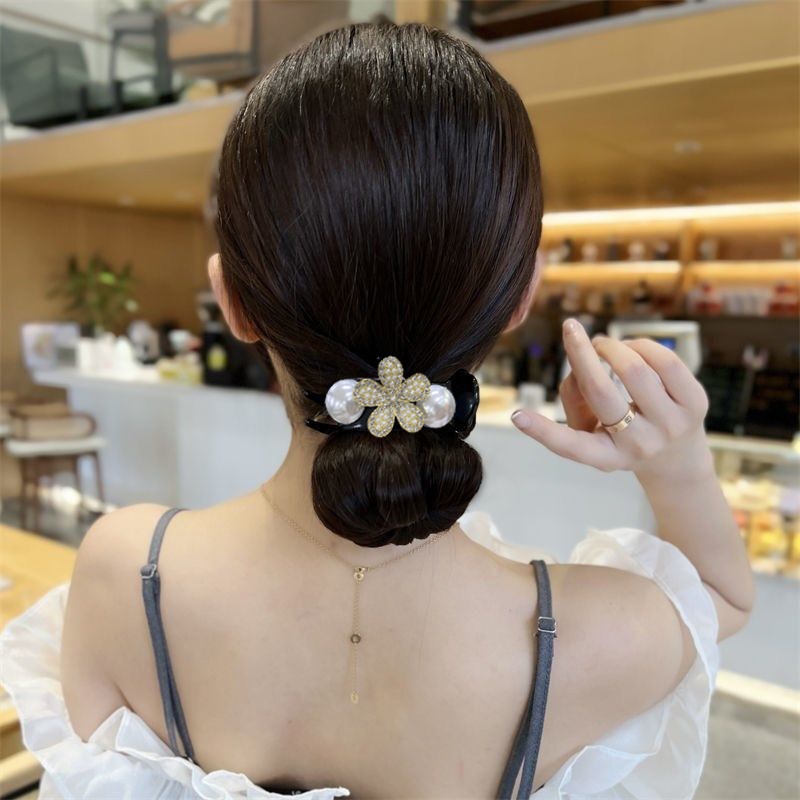 Kẹp tóc HAIMEIKANG hình bướm đính ngọc trai giả thời trang 7.5cm