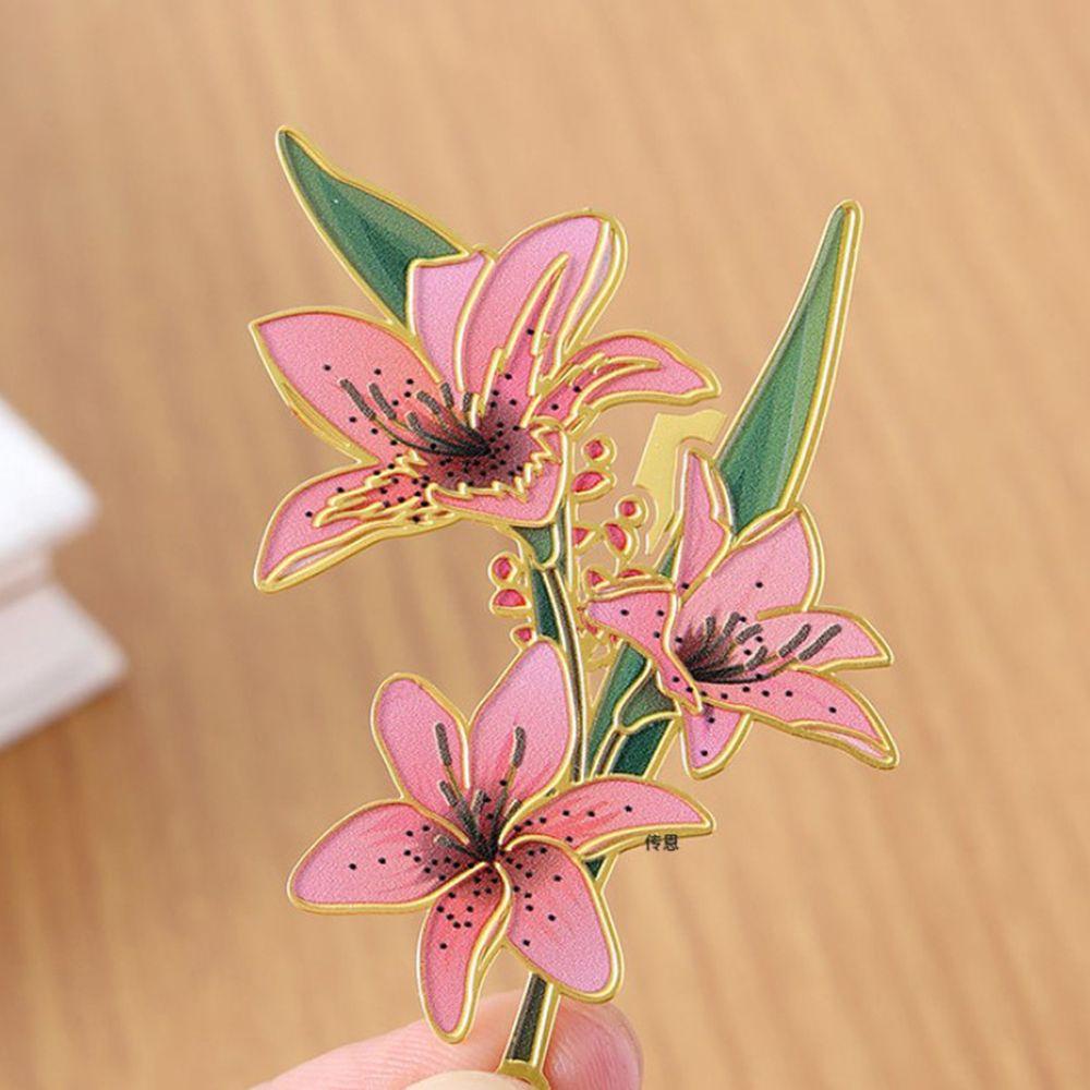AUGUSTINA Bookmark Bằng Đồng Thau Hình Hoa Tulip Phong Cách Trung Quốc