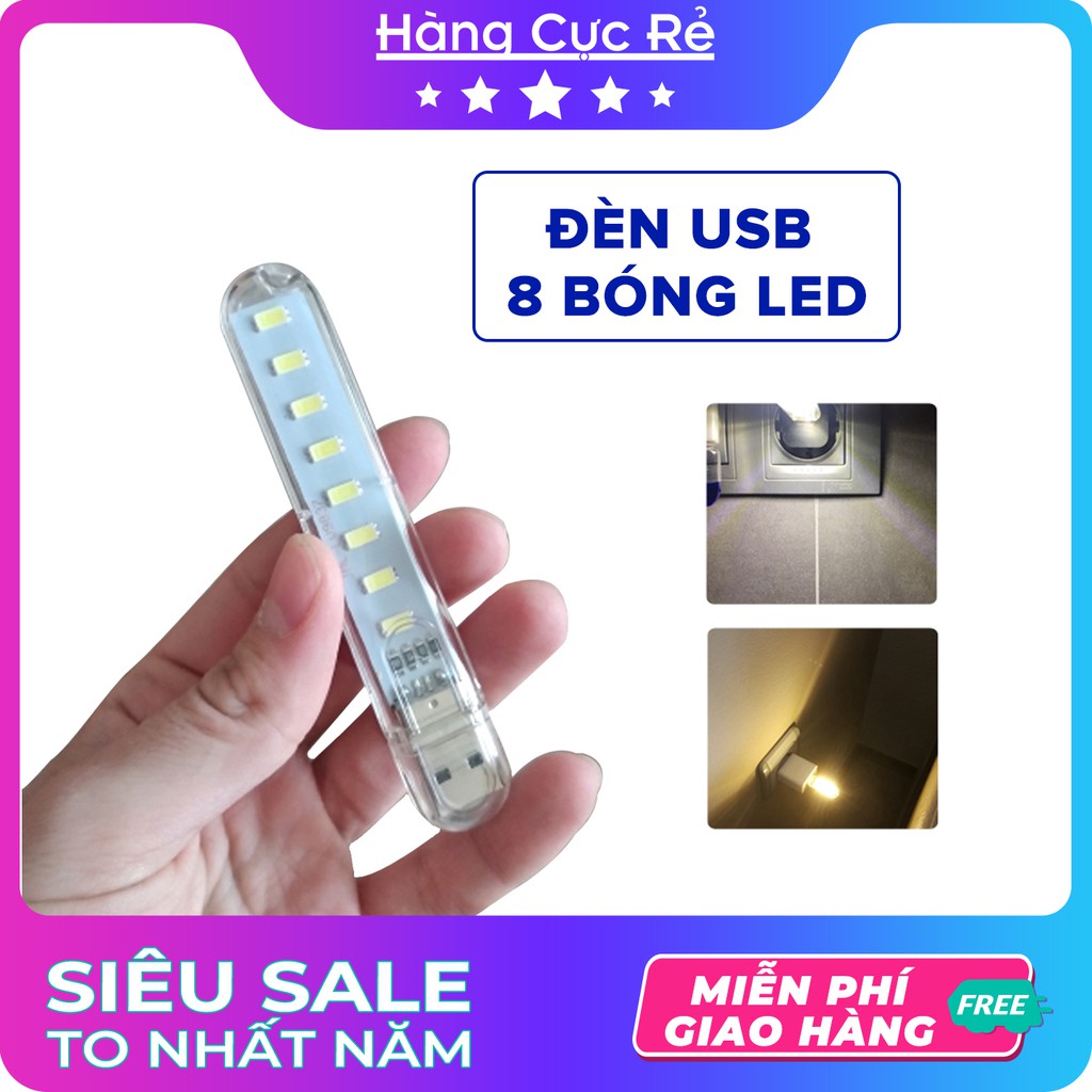 Đèn USB có 8 bóng LED 🔵Freeship🔵 Đèn siêu sáng thế hệ mới - Shop Hàng Cực Rẻ