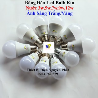 [Nguyên Phát] Bóng Đèn Led Bulb Kín Nước 3w 5w 7w 9w 12w Ánh Sáng Trắng Ánh Sáng Vàng