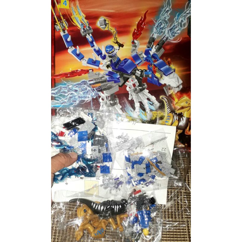 Lắp ráp 1 hộp LegoNinja Rồng đại chiến khủng long 98047 có trên 160 chi tiết