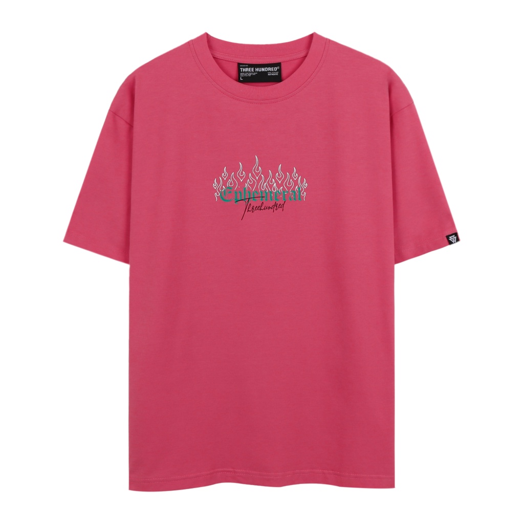 Áo Thun Màu Hồng In Chữ Ephemeral Xanh Lá Chất Liệu 100% Cotton Form Rộng Thoải Mái Unisex Nam Nữ
