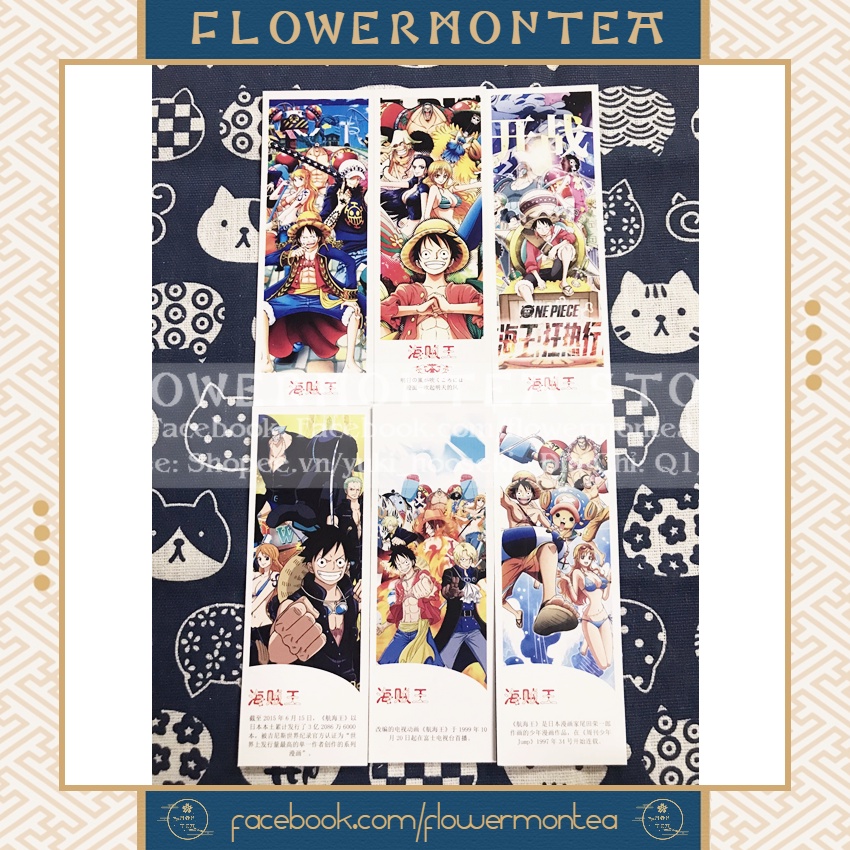 Set 6 Thẻ Đánh Dấu Sách | Bookmark Giấy - One Piece | Đảo Hải Tặc