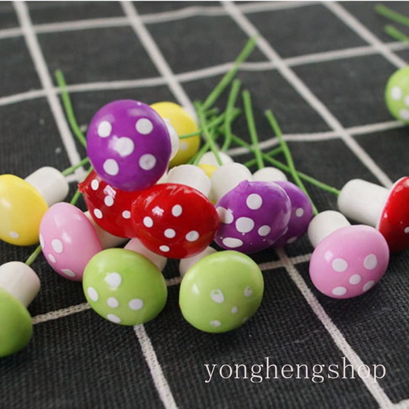 Set 5 mô hình nấm Mini nhiều màu trang trí bánh kem sinh nhật DIY