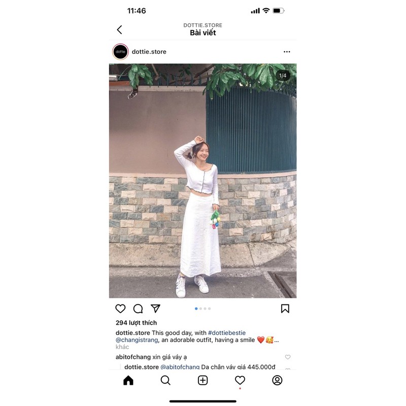 pass chân váy trắng Dottie size S new 95% | BigBuy360 - bigbuy360.vn