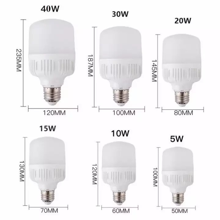 ĐÈN LED BULB TRỤ THÂN NHỰA TRÒN 10W , 20W , 30W , 40W , 50W ÁNH SÁNG TRẮNG,ÁNH SÁNG VÀNG