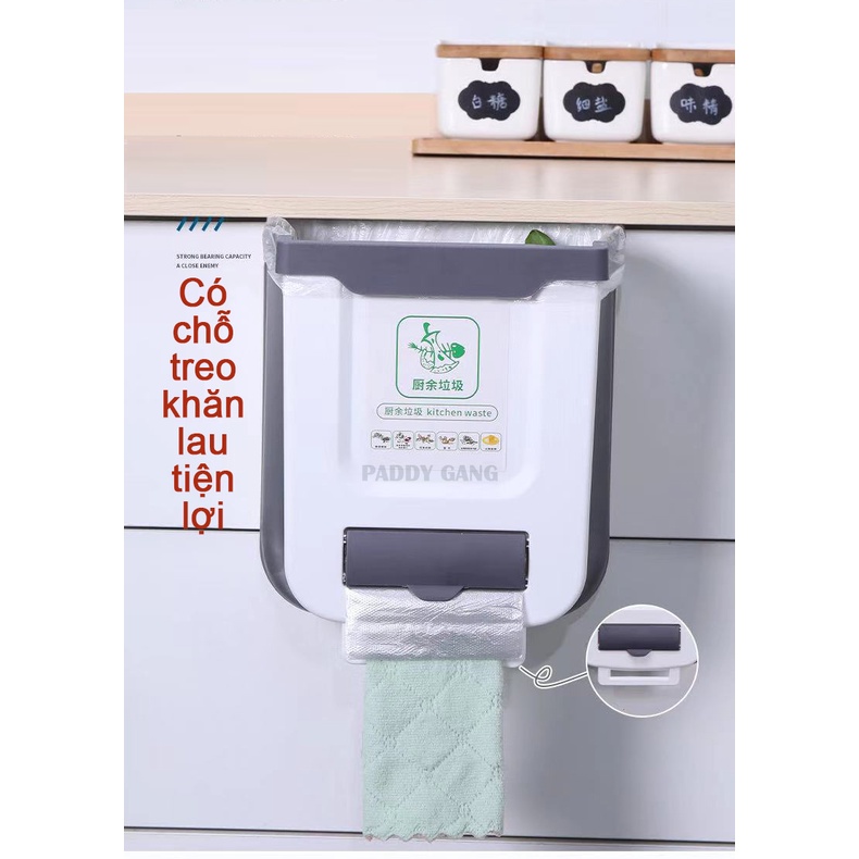 Thùng Rác Mini Thông Minh Có Ngăn Để Túi Đựng Rác Tự Phân Hủy, Thùng Đựng Rác Gấp Gọn Treo Tủ Bếp Sọt Rác Tiện Lợi