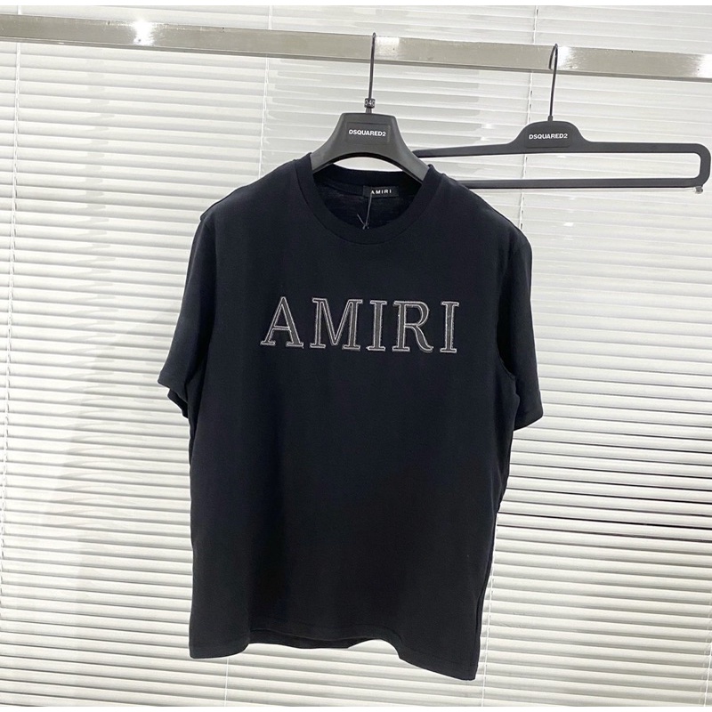 Áo phông amiri thời trang có hoạ tiết chữ in, Áo nam cộc tay mùa hè phong cách giới trẻ cotton btshop từ 45 đến 75 kg