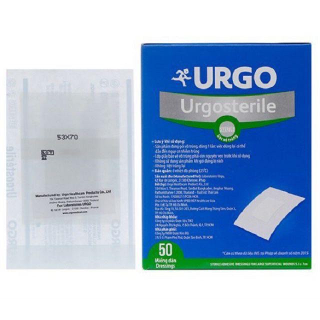 Băng Dán Có Gạc Vô Trùng Urgo Urgosterile Nhiều Kích Cỡ (Hộp/50miếng)