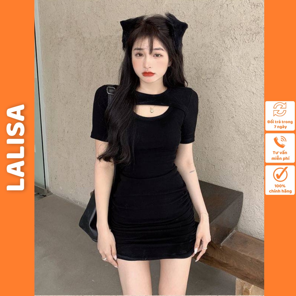 Đầm Body Sexy LALISA Dự Tiệc Sang Trọng Đẹp Thiết Kế Hàn Quốc Dáng Ôm Khoét Ngực Đi Chơi, Đi Dạo Phố VDE012