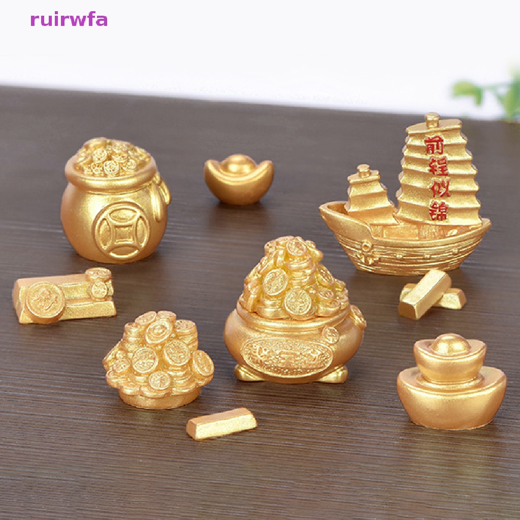 Ruirwfa Phụ Kiện Resin Thủ Công Màu Vàng Đồng Hình Cây Bầu Năm Mới DIY