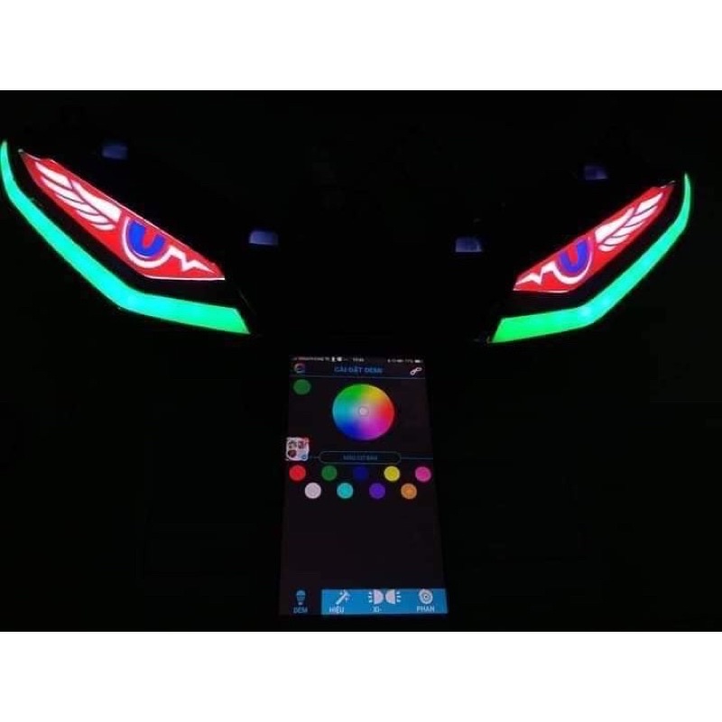 Bộ Led demi và audi A11 đổi màu qua điện thoại cho exciter 150, Mxking
