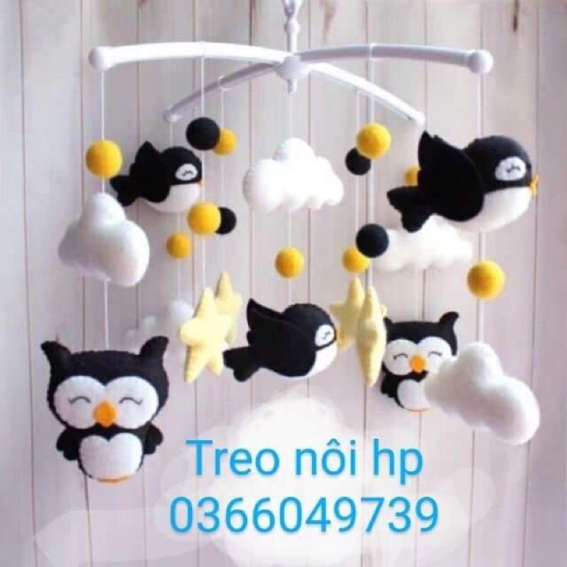 Treo nôi HOT chim đen trắng + Tặng bảng tên bé