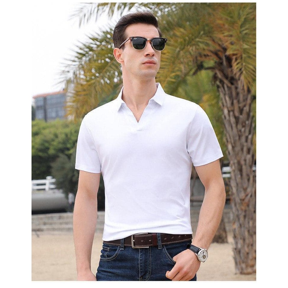 ÁO THUN TAY NGẮN POLO NAM CÓ CỔ POLO CỔ V 6 MÀU - Chất thun cá sấu co | BigBuy360 - bigbuy360.vn