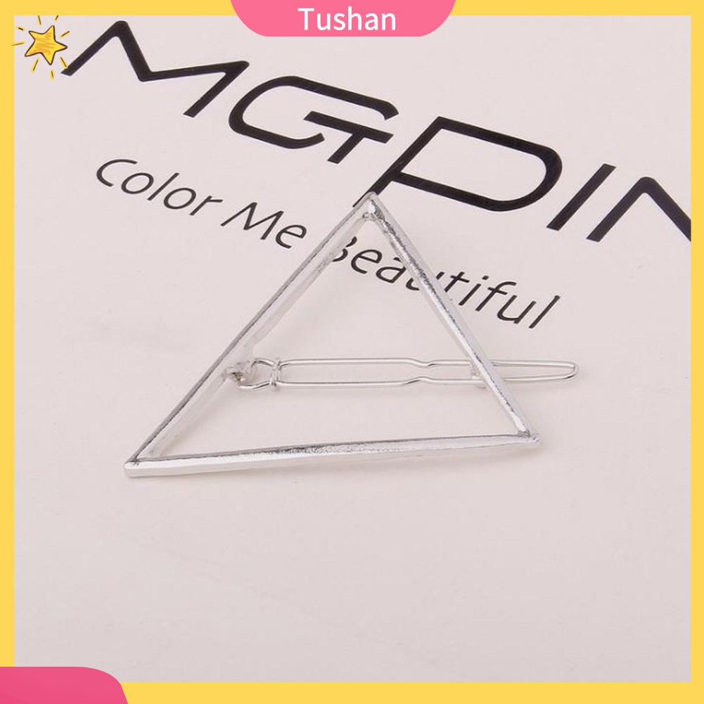 Kẹp tóc bằng hợp kim hình trăng/tròn/tam giác rỗng thời trang cho nữ