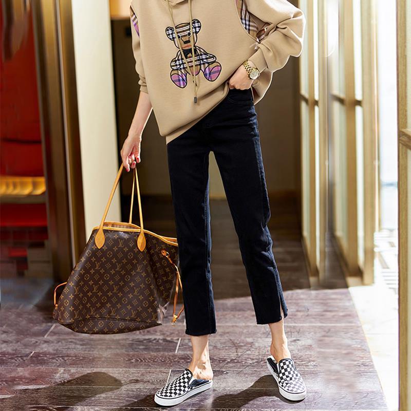 Jiashucheng Quần Jean Dài Tới Mắt Cá Chân Eo Cao Dáng Ôm Nhỏ Xẻ Tà Hình Quả Lê Phong Cách Mới Dành Cho Bạn Nữ