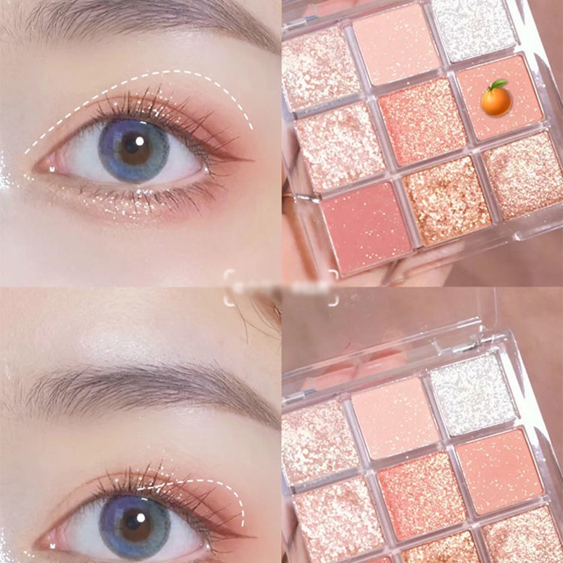 Bảng Phấn Mắt 9 Màu Lì Và Ánh Nhũ Long Lanh Kết Hợp Trang Điểm Sành Điệu YD