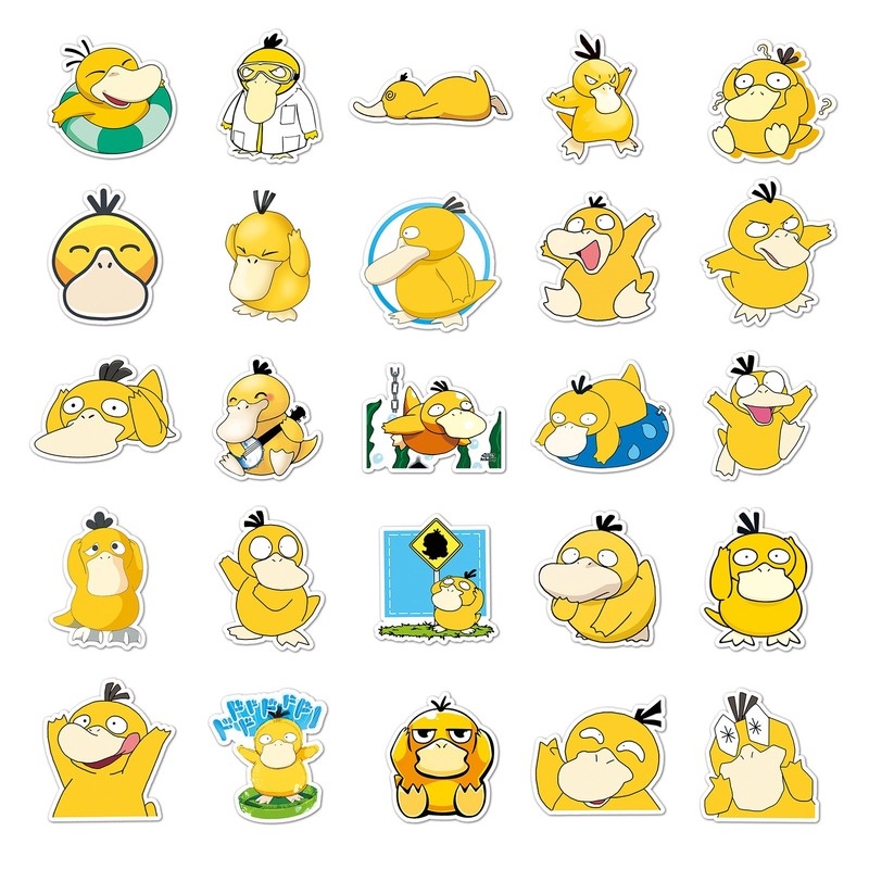 Z & M❀ Hình Dán Psyduck ❀ Bộ 50 Sticker Chống Thấm Nước Hình Pokemon Dùng Trang Trí