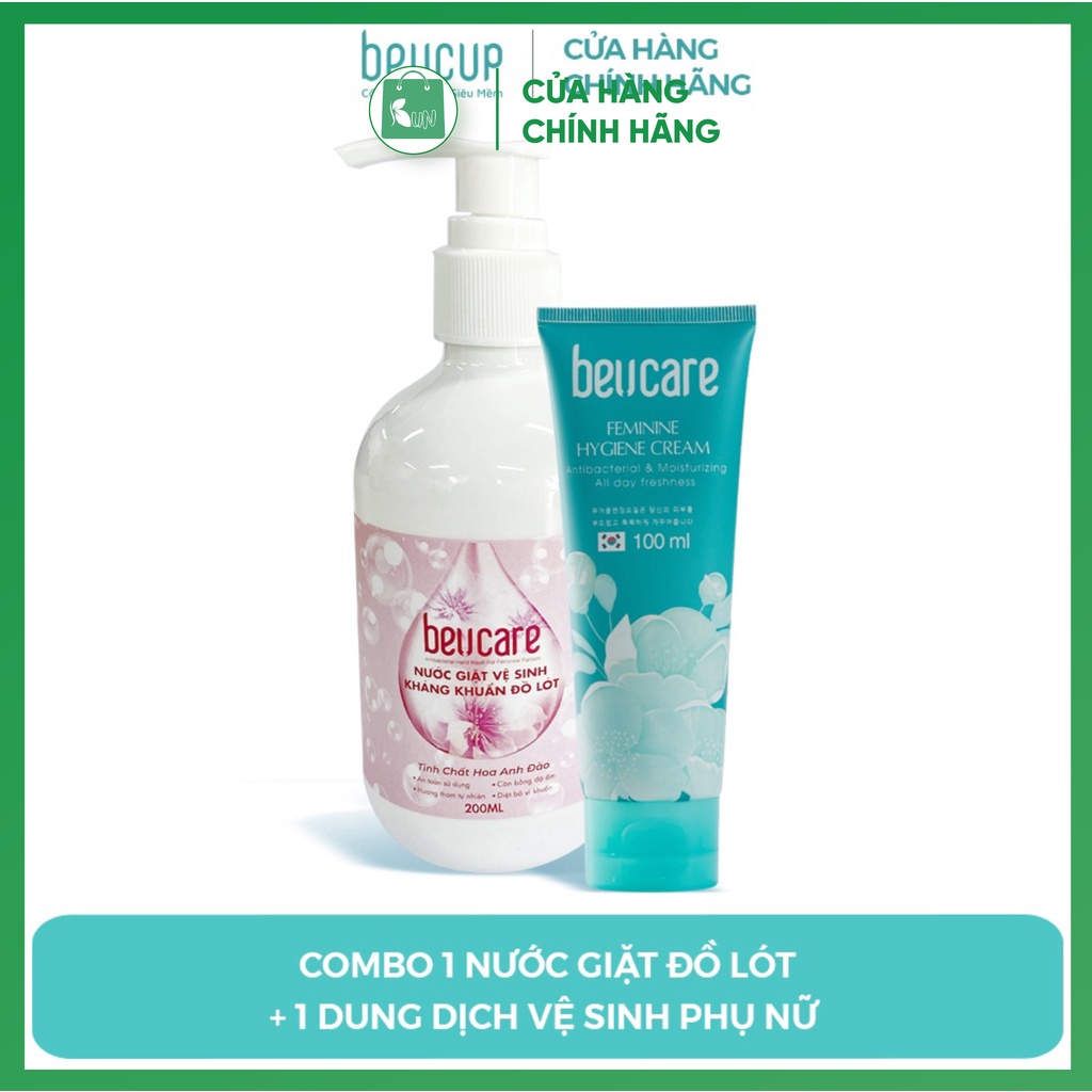 Combo 2 dung dịch vệ sinh phụ nữ và nước giặt đồ lót chuyên dụng BeUcare 200ml