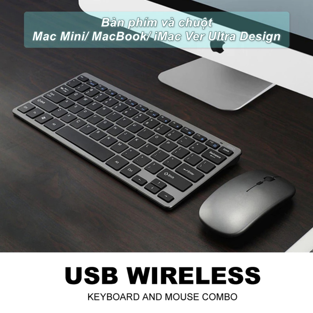 Bàn phím và chuột Mac Mini/ MacBook/ iMac Ver Ultra Design HYT-07 kết nối không dây 2.4Ghz wireless - Home and Garden