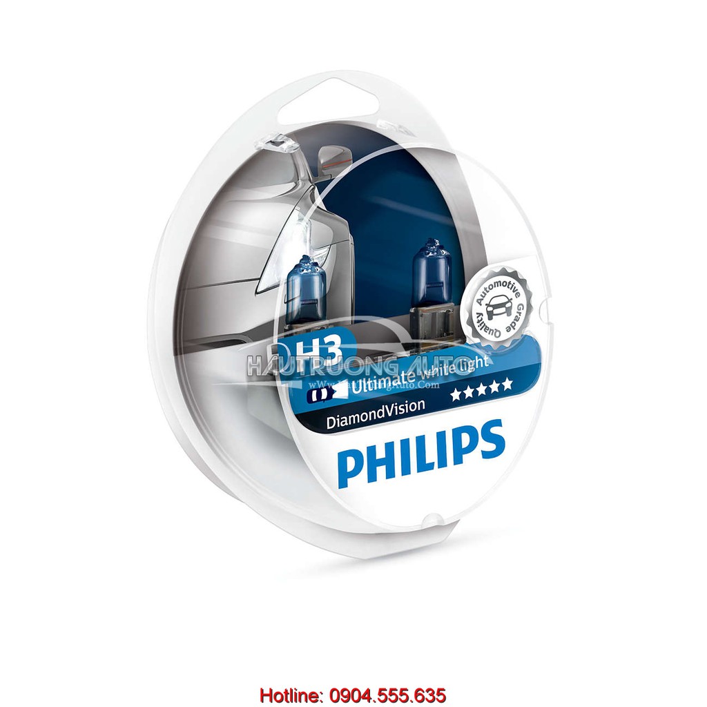 Bóng đèn Phi lips DiamondVision 5000K chính hãng chân cắm H1, H3, H4, H7, H8, HB3, HB4