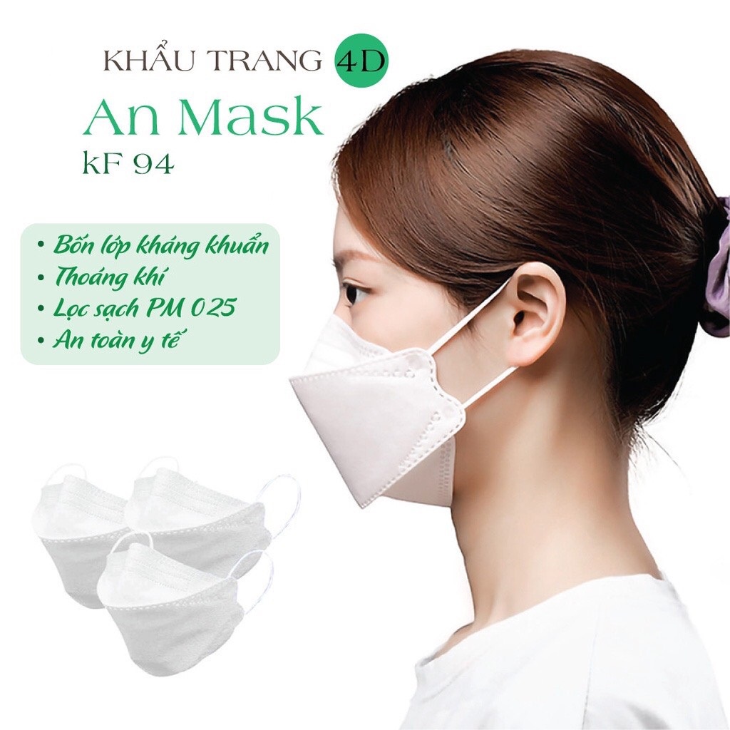 Khẩu Trang KF94 AN MARK 4D gói 10 chiếc chống bụi mịn và kháng khuẩn