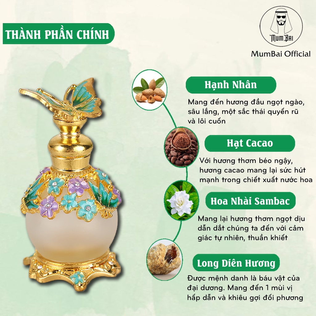 Tinh dầu nước hoa dubai chính hãng giá rẻ, Tinh dầu dubai mini cao cấp 20ml, Lưu hương trên 12h