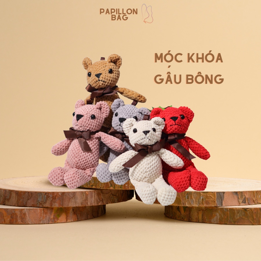 Móc Khóa Treo Túi Hình Gấu Bông Cute Treo Khóa Túi Xách, Chìa Khóa PAPILLON PAM02