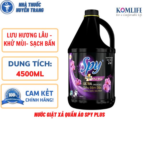 Nước giặt xả quần áo SPY PLUS tím diệt khuẩn khử mùi hương nước hoa Pháp CHO MỌI LOẠI MÁY GIẶT.