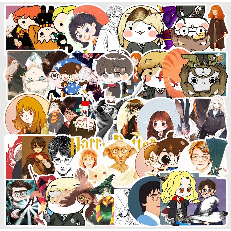 [Set 56 Cái] Bộ Sticker hình Harry Potter dễ thương dán trang trí laptop, nón bảo hiểm, vali, xe ga, ván trượt - DB.031