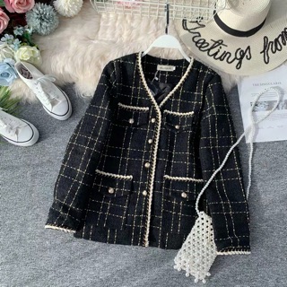 Sẵn đen M-L size khác (Oder k sẵn) áo dạ tweed