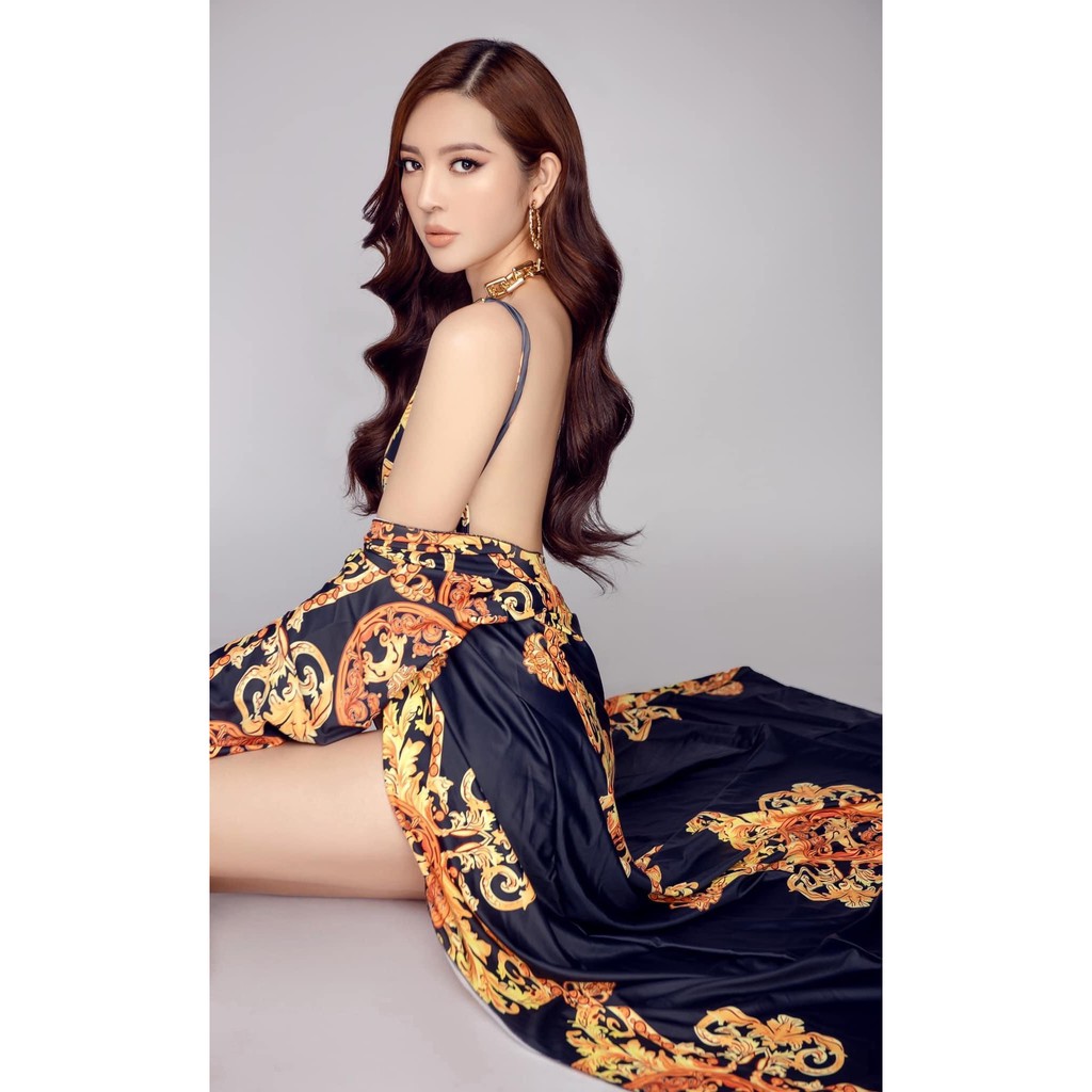Set hai món versace cao cấp gồm áo khoác dài, cực tôn dáng tôn da, hach mọi dáng G3M0016