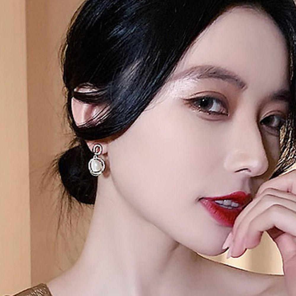 Bông Tai Hợp Kim Dáng Dài Thiết Kế Hình Học Thời Trang