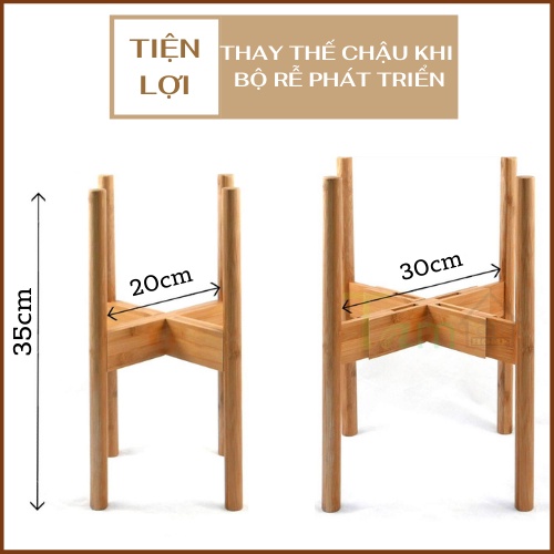Giá đỡ chậu TAMAN HOME, chân kê chậu, đôn kê chậu bằng tre, chịu nước, phù hợp kích thước chậu từ 20-30cm