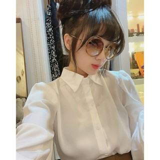 Sơ mi lụa kèm nơ tag đá xinh xắn