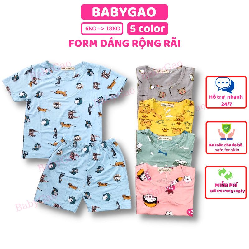 Bộ cộc tay cho bé BabyGao thun lạnh có 5 màu , mặc đi học đi chơi, 6kg- 18kg