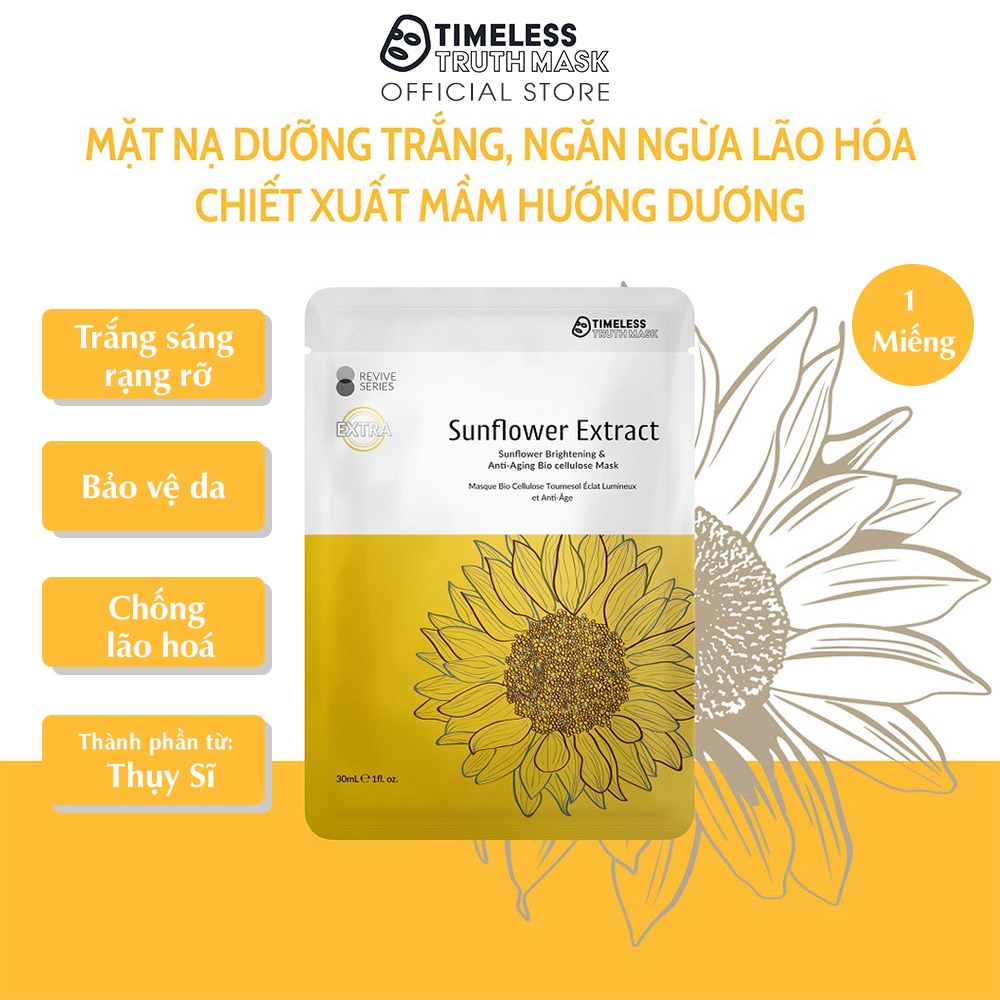 Mặt nạ chiết xuất Mầm Hướng dương dưỡng trắng da, ngăn ngừa lão hóa Timeless Truth Mask - Sunflower Extract (30ml/miếng